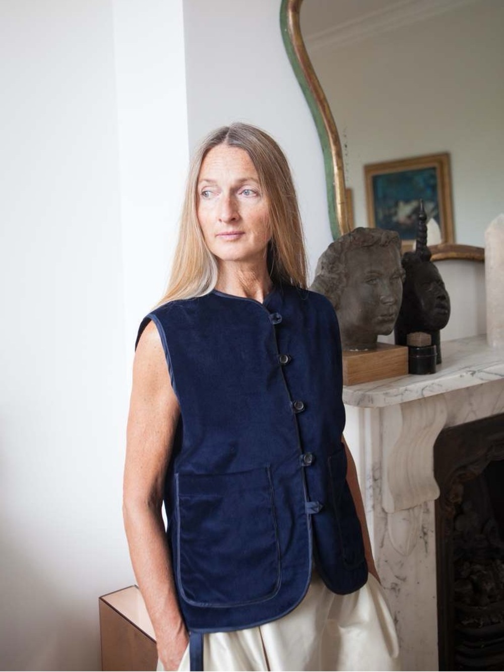 Cawley Studios Imagen Velvet Vest / Waistcoat Navy S